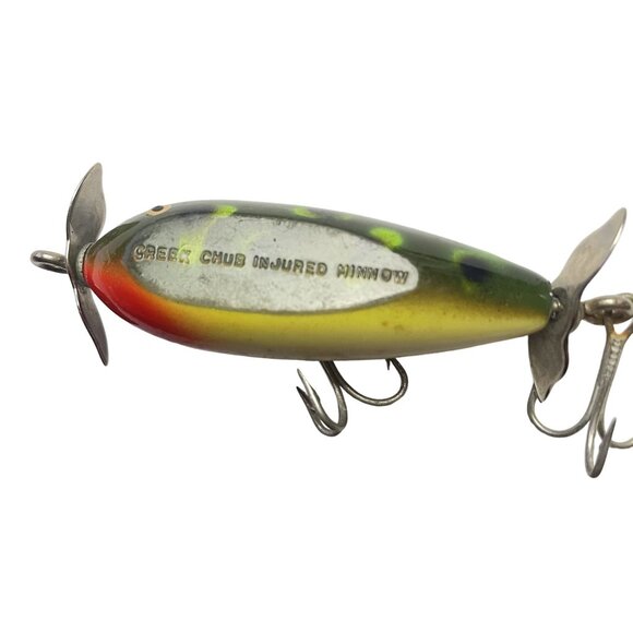 Creek Chub Injured Minnow Fishing Lure Vintage Wood Bait 3 in Treble Hooks Colle - Picture 6 of 8